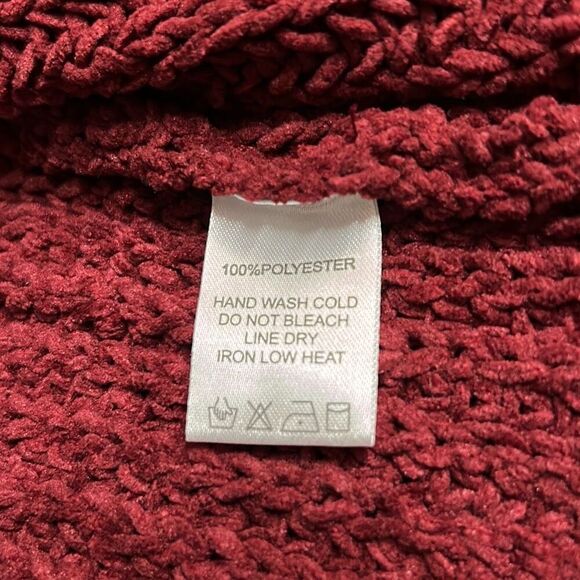 NEW ee:some Chunky Knit Cardigan Sz Med / Large Burgundy Maroon Cranberry - Picture 7 of 7